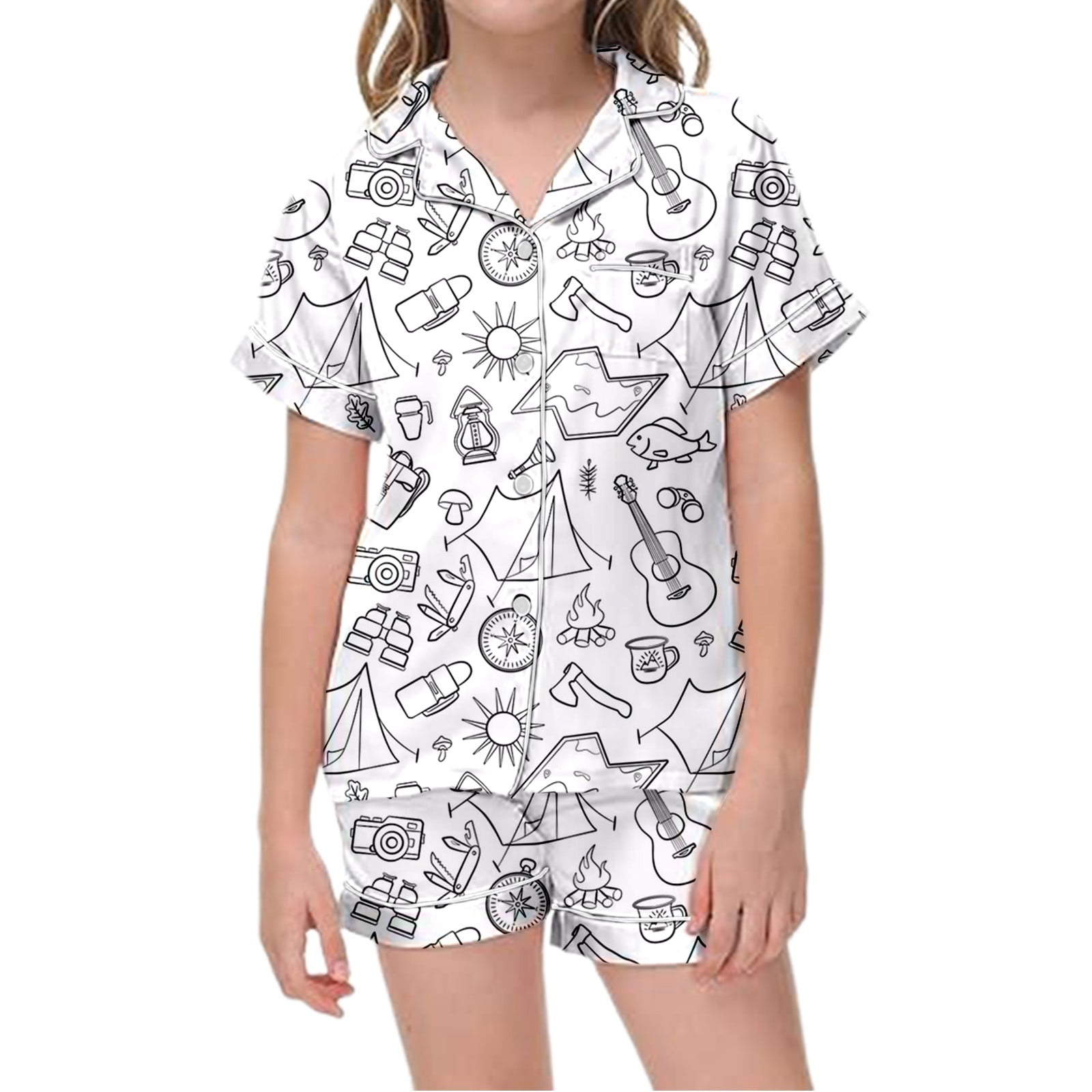 RMGVDSD Children Girl Pajamas Set Coloring Pajamas For Kids Cartoon ...