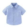 thumbnail image 1 of RMGVDSD Children Girls Boys Button Down Shirts Short Sleeve Dress Shirts Stylish Formal School Uniform Shirt Classic Solid Color Shirts Tops Temperament Suit 4-5 Years, 1 of 9