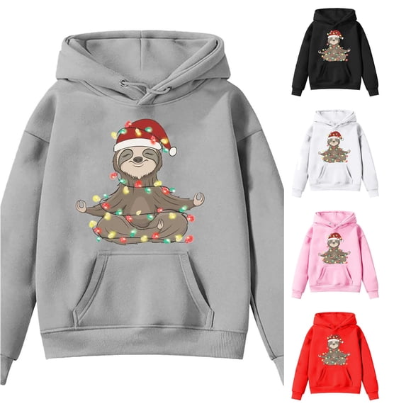RMGVDSD Christmas Hoodies for Girls Cute Graphic Sweatshirt Long Sleeve Pullover Tops Trendy Holiday Hoodie Fall Winter Clothes Holiday Clothes 3-4 Years