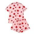 thumbnail image 1 of RMGVDSD Comfort Womens Pajama Sets Women's Strawberry Print Pajama Set Short Sleeve Button Down Shirt & Shorts Sleepwear Loungewear Set Comfy Ladies Pajamas, 1 of 9