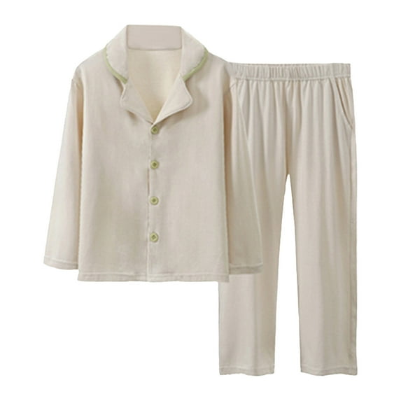 RMGVDSD Comfortable Boys Pajamas Set Kids Cotton Pajamas Set Pjs Long Sleeve Button Down Top And Pants Sleepwear Loungewear Set Stylish Warm Sleepwear