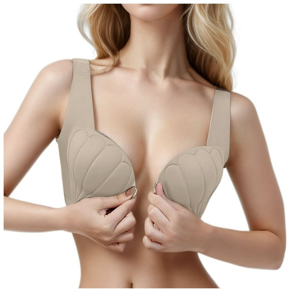 RMGVDSD Comfy Bras for Women Front Button Push Up Petal Cup Seamless Bra Women's Soft Support Lift Back Support Bra Cover Everyday T-Shirt Bra