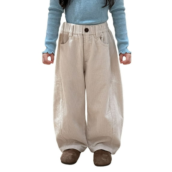 RMGVDSD Corduroy Pants For Boys Girls Elastic High Waisted Straight Leg Trousers Kids Everyday Comfortable Loose Fit Casual Pants Party Daily Casual Pants
