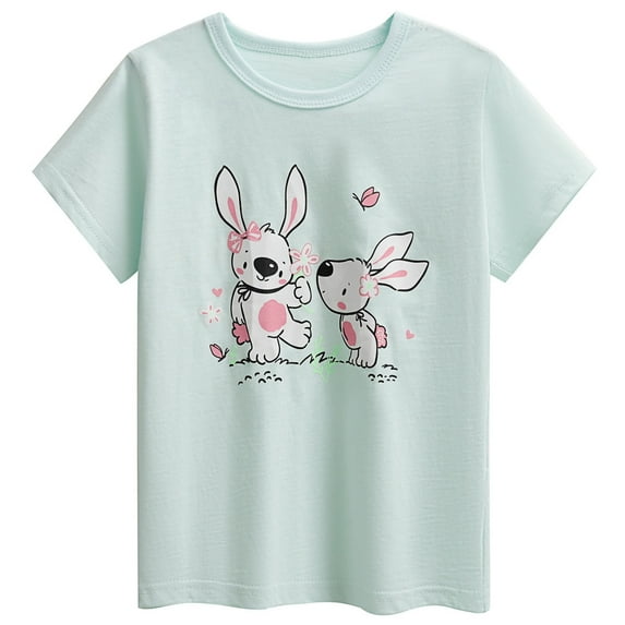 RMGVDSD Cute Girls Summer Tops Toddler Girls Short Sleeve T Shirts Cute Cartoon Graphic Adorable Baby Comfortable Casual Tees Top Soft Girls Tshirt Top 12-18 Months