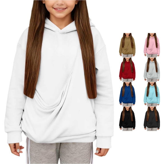 RMGVDSD Cute Hoodies for Girls Puppy Dog Cat Pouch Hoodie Long Sleeve Pullover Tops Shoulder Straps Pockets Kids Hooded Sweatshirts 3-4 Years