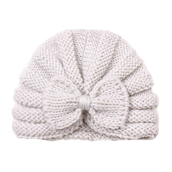 RMGVDSD Cute Hospital Hat Baby Boys Girls Knitted Cap Beanie Solid Cotton Bowknot Elastic Turban Hat Cute Baby Hat