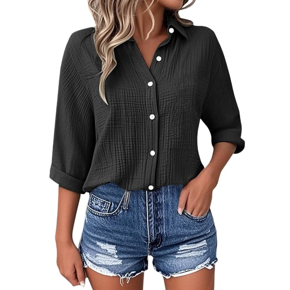 RMGVDSD Dressy Tops for Women Shirts Casual Short Sleeve Solid Color Blouse Tops For Everyday Wear Comfortable Spring Summer Fall Shirt Classic Casual Shirts