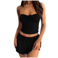 thumbnail image 1 of RMGVDSD Elegant Two Piece Set For Women Sleeveless Strapless Top With Pleated High Low Double Layer Skirt Outfit Comfortable Loose Loungewear, 1 of 9