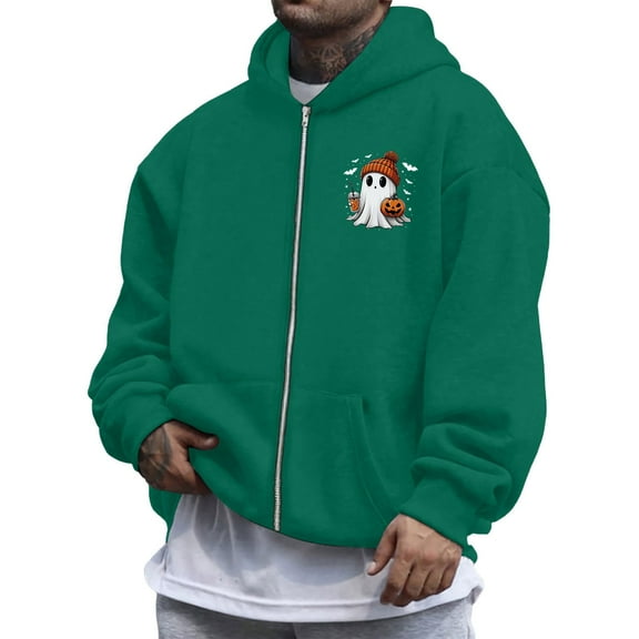 RMGVDSD Fashion Hoodies For Men Men's Hoodies Sweatshirts Halloween Print Long Sleeve Zip Up Hooded Sweatshirt Jacket Daily Casual Wear Leisure Hoodies XL