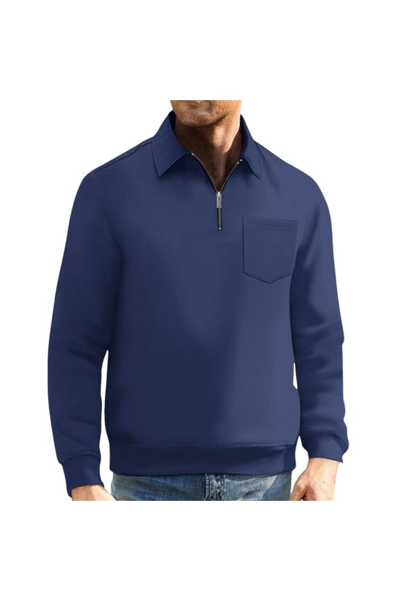 Fashion Hoodies for Men Men's Thickened Shirt Fall Winter Hundred Retro Half Zipper Sweater Jacket Long Sleeved Comfy Workout Sweatshirt