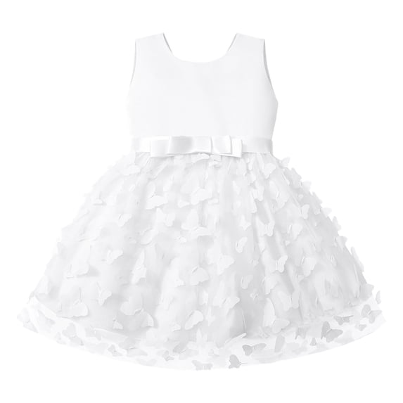 RMGVDSD Flower Girl Dress Baby Girls Wedding Guest Dress Sleeveless Butterfly Tulle Princess Dresses Bowknot Pageant Birthday Party Gown 6-12 Months