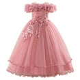 thumbnail image 1 of RMGVDSD Flower Girl Dresses Elegant Girls Dresses Lace Embroidery Off The Shoulder Tulle Dress Formal Princess Pageant Wedding Party Gown 12 Years, 1 of 9