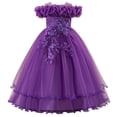 thumbnail image 1 of RMGVDSD Flower Girl Dresses Elegant Girls Dresses Lace Embroidery Off The Shoulder Tulle Dress Formal Princess Pageant Wedding Party Gown 9 Years, 1 of 9