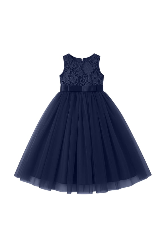 Flower Girl Dresses Sleeveless Elegant Long Dress For Girls Princess Wedding Party Pageant Formal Gown Maxi Puffy Tulle Dresses 11-12 Years