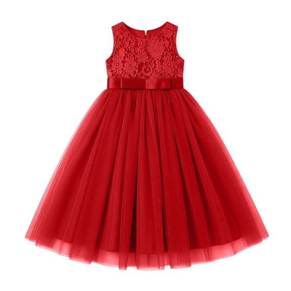 RMGVDSD Flower Girl Dresses Sleeveless Elegant Long Dress For Girls Princess Wedding Party Pageant Formal Gown Maxi Puffy Tulle Dresses 7-8 Years