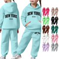 thumbnail image 1 of RMGVDSD Girl'S Graphic Sweatsuit Hoodie Sweatpants Sets Girls Fall Outfits Letter Print Long Sleeve Hooded Sweatshirts Pants 2 Piece Set 8-9 Years, 1 of 7