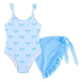 thumbnail image 1 of RMGVDSD Girl Swimsuit One Piece Bathing Suit Bow Print Swimsuits With Ruffles Cover Up Skirt Kids Girls Fashion Cute Swimwear Summer Beach Swim Sets 5-6 Years, 1 of 8