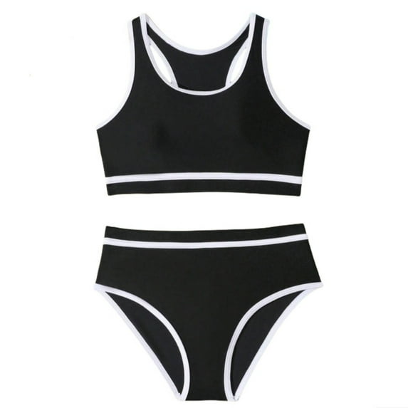 RMGVDSD Girl's 2 Piece Swimsuit Bathing Suit High Waist Bikini Sets Color Block Swimwear Vacation Beach Summer Bikini Swimsuits Summer Beach Pool Outfit