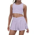 thumbnail image 1 of RMGVDSD Girl's 2 Piece Workout Outfits Girls Clothing Athletic Sets Solid Color Sleeveless Tank Tops And Shorts Set Comfortable Casual Sportswear Suit Light Purple L, 1 of 9