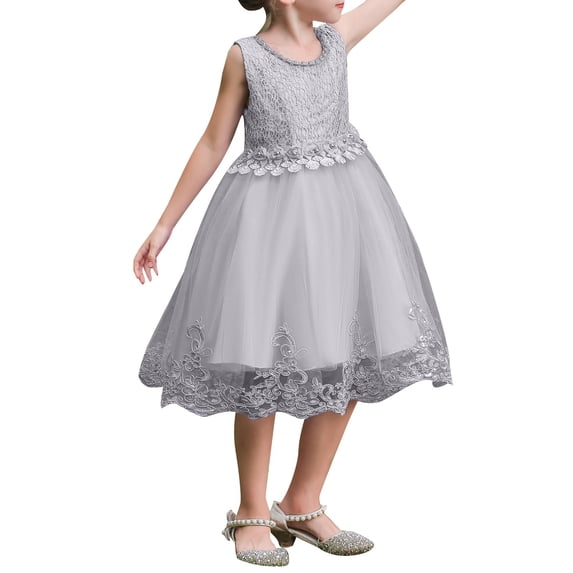 RMGVDSD Girl's Princess Dress Birthday Party Pageant Gown Children Flower Girl Dresses Sleeveless Wedding Formal Puffy Tulle Dress 4-5 Years