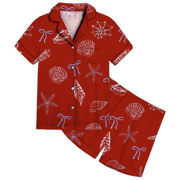 RMGVDSD Girls 2 Piece Summer Outfits Soft Girls Sleepwear Set Cartoon Bow Print Pajamas Short Sleeve Shirt And Shorts Comfortable Loungewear Outfits 2-3 Years