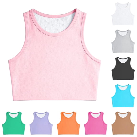 RMGVDSD Girls Athletic Tank Tops Breathable Workout Crop Top Sleeveless T-Shirts for Play and Sports Comfortable Fit Tees 1-4 Years