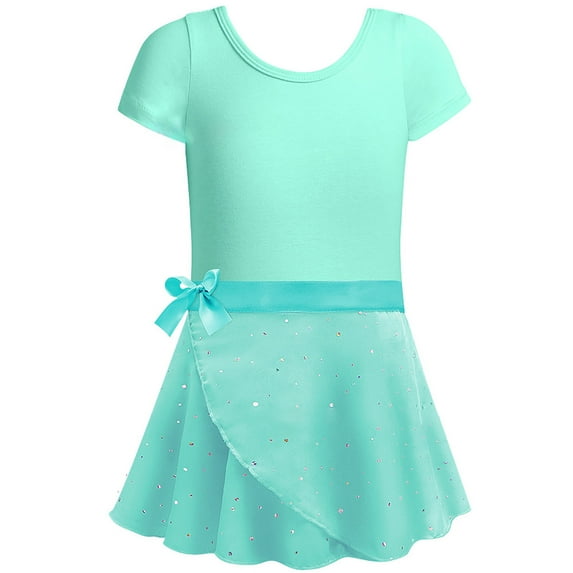 RMGVDSD Girls Ballet Leotards With Skirts Back Heart Short Sleeve Dance Dress Tutu Skirted Leotard 2 Pcs Gymnastics Performance Outfit Cute Sundresses