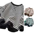 thumbnail image 1 of RMGVDSD Girls Black White Striped Crewneck Sweatshirt Loose Long Sleeve Pullover Tops Fall Clothes Kids Classic Stripes Casual Shirts 7-8 Years, 1 of 3