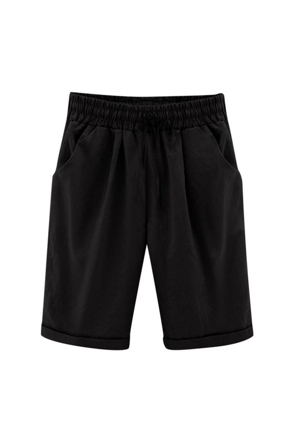 Girls Casual Bermuda Shorts Kids Knee Length High Waisted Summer Shorts Comfy Drawstring Short Pants With Pockets Beach Shorts Leisure Kids Shorts For 5-6 Years
