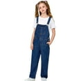 thumbnail image 1 of RMGVDSD Girls Casual Demin Pants Straight Wide Leg Jumpsuit Jeans With Pockets Comfortable Loose Fit Denim Overalls For Teen Girls Daily Wear 9-10 Years, 1 of 7