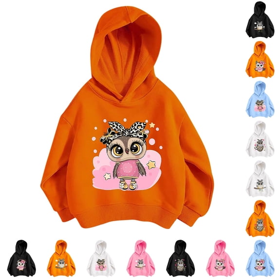 RMGVDSD Girls Casual Graphic Hoodie Pullover Hooded Sweatshirt Cute Long Sleeve Tops Lightweight Kids Hoodies Sweatshirts Fall Clothes Fashion Clothes 7-8 Years