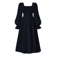 thumbnail image 1 of RMGVDSD Girls Casual Sundress Square Neck Girls Party Dress With Puff Sleeves Elegant Waist Defining Flared Gown Autumn Formal Dresses 11-12 Years, 1 of 5