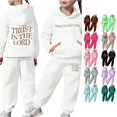 thumbnail image 1 of RMGVDSD Girls Clothes 2 Piece Casual Sweatsuit Sets Letter Print Hoodie Sweatshirts and Sweatpants Suit Children'S Fashion Fall Outfits 12-13 Years, 1 of 7