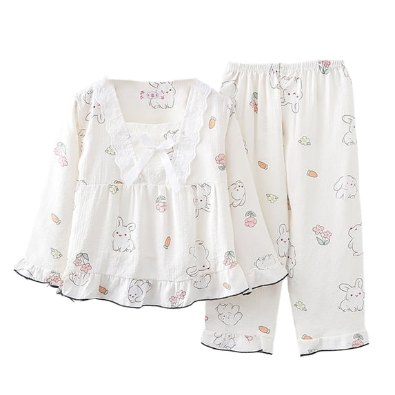 RMGVDSD Girls Clothes 2 Piece Set Soft Cartoon Print Girls Pajamas Long Sleeve Tops And Pants Suit Toddler Kids Sleepwear Comfort Loungewear 5-6 Years