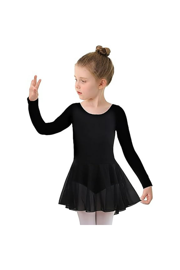Girls Dresses Long Sleeve Ballet Dance Leotards With Tutu Skirt Ballerina Ballet Outfit Soft Dance Leotard Practice Dress Girls Dress Clothes