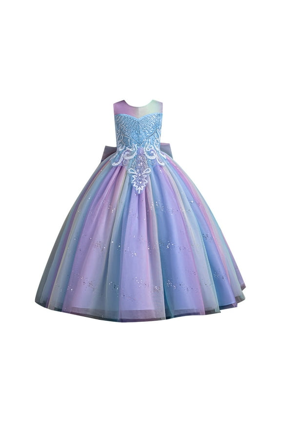 Girls Easter Dresses Sequin Flower Girl Dress For Kids Wedding Bridesmaid Pageant Party Formal Long Dress Princess Tulle Dresses 3 Years