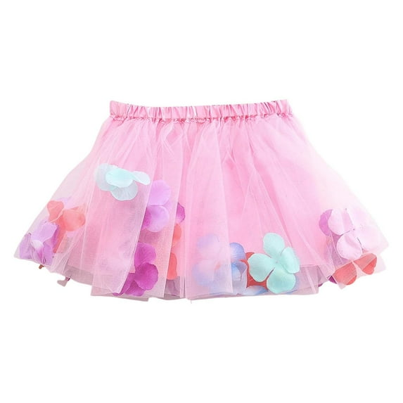 RMGVDSD Girls Floral Skirt Kids Tutu Skirts Waist Layered Tulle Skirts Dance Party Festive Easter Clothes For Performances Celebrations 6-8 Years