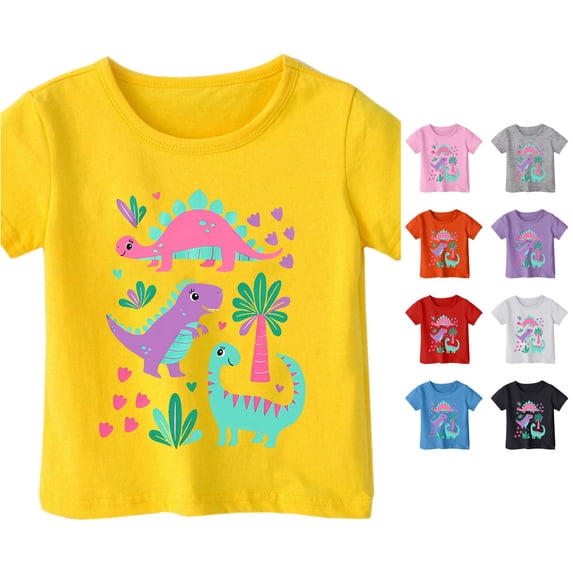 RMGVDSD Girls Graphic Tshirts Cartoon Print Round Neck Short Sleeve T Shirt Top Kids Summer Tee Shirts Fashion Clothes 4-5 Years