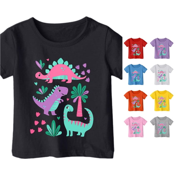 RMGVDSD Girls Graphic Tshirts Cartoon Print Round Neck Short Sleeve T Shirt Top Kids Summer Tee Shirts Fashion Clothes 8-9 Years
