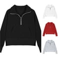 thumbnail image 1 of RMGVDSD Girls Half Zip Sweatshirt Plain Solid Color Stand Collar Long Sleeve Cropped Pullover with Thumb Hole Pocket Kids Casual Tops Cute Party Wear 7-8 Years, 1 of 5