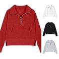 thumbnail image 1 of RMGVDSD Girls Half Zip Sweatshirt Plain Solid Color Stand Collar Long Sleeve Cropped Pullover with Thumb Hole Pocket Kids Casual Tops Trendy Sweatshirt 11-12 Years, 1 of 5
