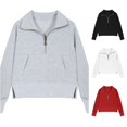 thumbnail image 1 of RMGVDSD Girls Half Zip Sweatshirt Plain Solid Color Stand Collar Long Sleeve Cropped Pullover with Thumb Hole Pocket Kids Casual Tops Tween Girls Sweatshirt 5-6 Years, 1 of 5
