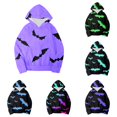 thumbnail image 1 of RMGVDSD Girls Halloween Bat Print Hoodie Pullover Tops Long Sleeve Hooded Sweatshirts Fall Winter Outfits Kids Casual Hoodies Loose Fit Fashionable Top 8-9 Years, 1 of 4