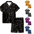 thumbnail image 1 of RMGVDSD Girls Halloween Pajamas Set 2 Piece Sleepwear Kids Cartoon Print Short Sleeve Shirt and Shorts Pajama Sets Stylish Loungewear 4-5 Years, 1 of 5