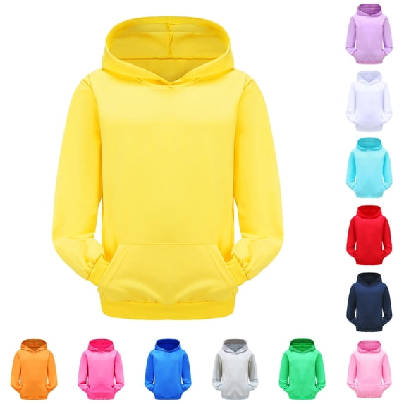 RMGVDSD Girls Hoodies Kids Hooded Sweatshirts Plain Solid Color Long Sleeve Pullover Tops Fall Hoodie with Pocket for School & Outdoor 10-11 Years