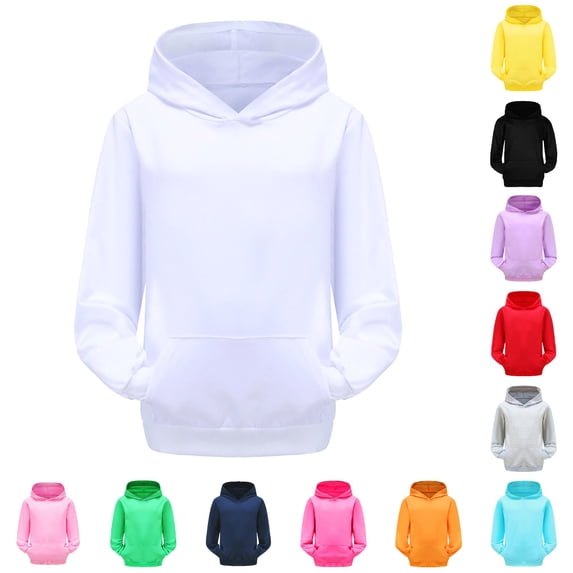 RMGVDSD Girls Hoodies Kids Hooded Sweatshirts Plain Solid Color Long Sleeve Pullover Tops Fall Hoodie with Pocket for School & Outdoor 6-7 Years