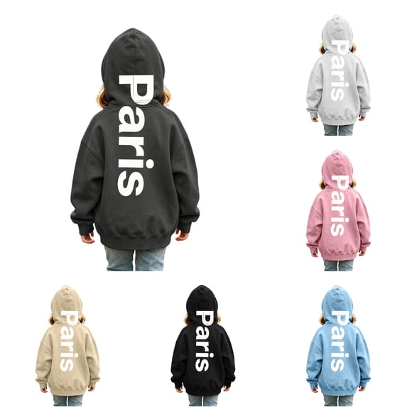 RMGVDSD Girls Hoodies Letter Print Pullover Hooded Sweatshirt Tops Kids Lightweight Casual Hoodie Sweatshirts Fashion Trendy Clothes Holiday Clothes 5-6 Years