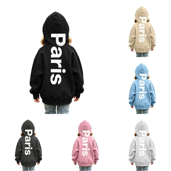 RMGVDSD Girls Hoodies Letter Print Pullover Hooded Sweatshirt Tops Kids Lightweight Casual Hoodie Sweatshirts Fashion Trendy Clothes Versatile Tops 3-4 Years
