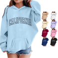 thumbnail image 1 of RMGVDSD Girls Hoodies Sweatshirts Casual Letter Print Pullover Hooded Sweatshirt for Kids Long Sleeve Loose Fit Tops Fall Winter Clothes Fashion Fall Tops 7-8 Years, 1 of 4