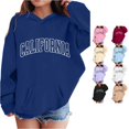 thumbnail image 1 of RMGVDSD Girls Hoodies Sweatshirts Casual Letter Print Pullover Hooded Sweatshirt for Kids Long Sleeve Loose Fit Tops Fall Winter Clothes Kids Sweatshirt 12-13 Years, 1 of 4